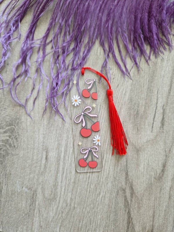 Marque-page acrylique cerise,