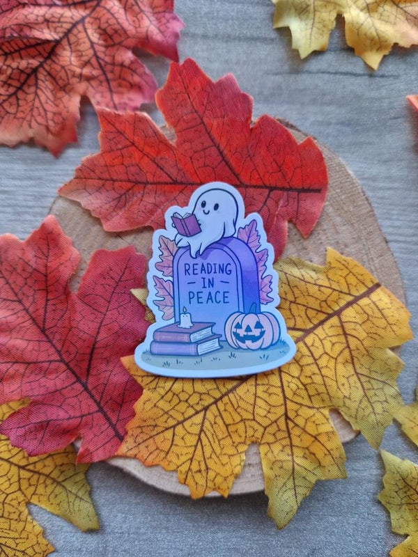 Sticker holographique reading in peace,