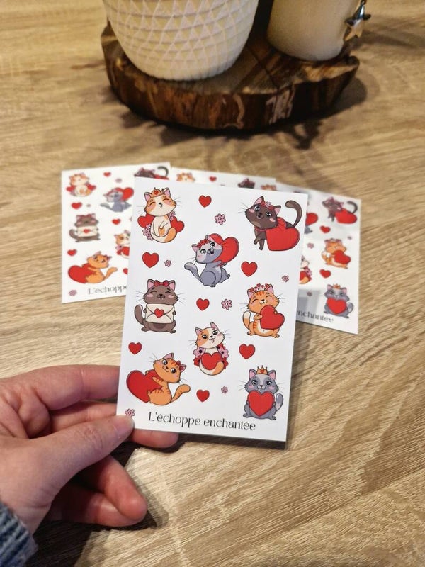 Planche chat Saint-Valentin,