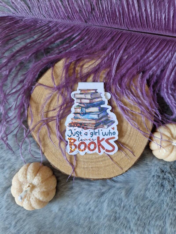 Marque-page magnétique holographique "Just a girl who loves books" holographique,