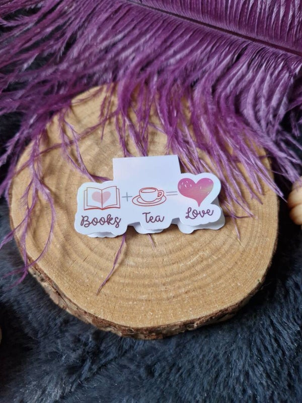 Marque-page magnétique holographique "Books- Tea -Love"
