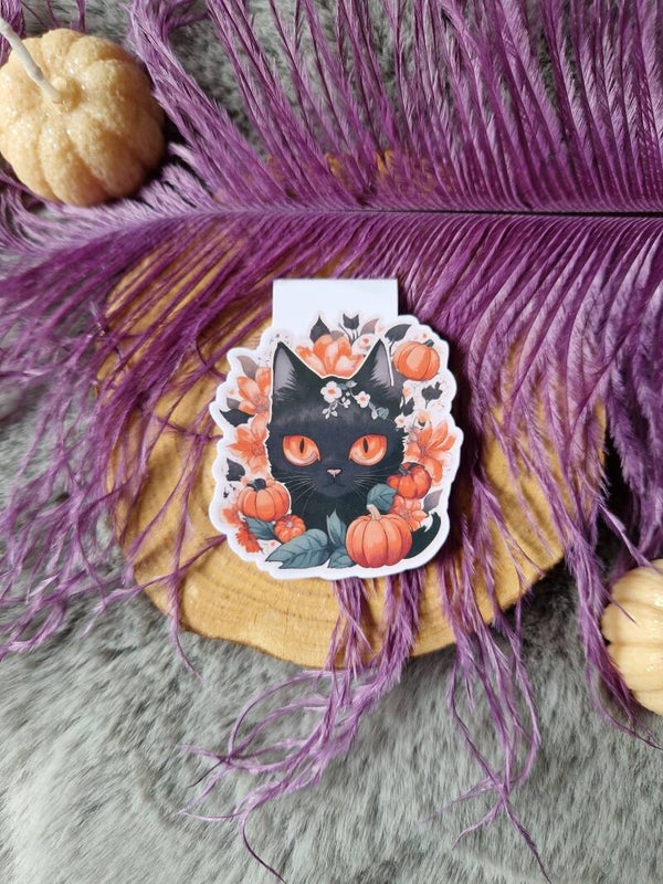 Marque-pages magnétique chat noir,