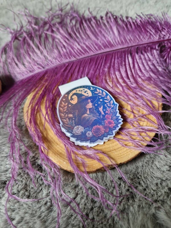 Marque-page magnétique holographique sorcière,