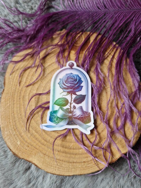 Stickers rose bleue holographique,