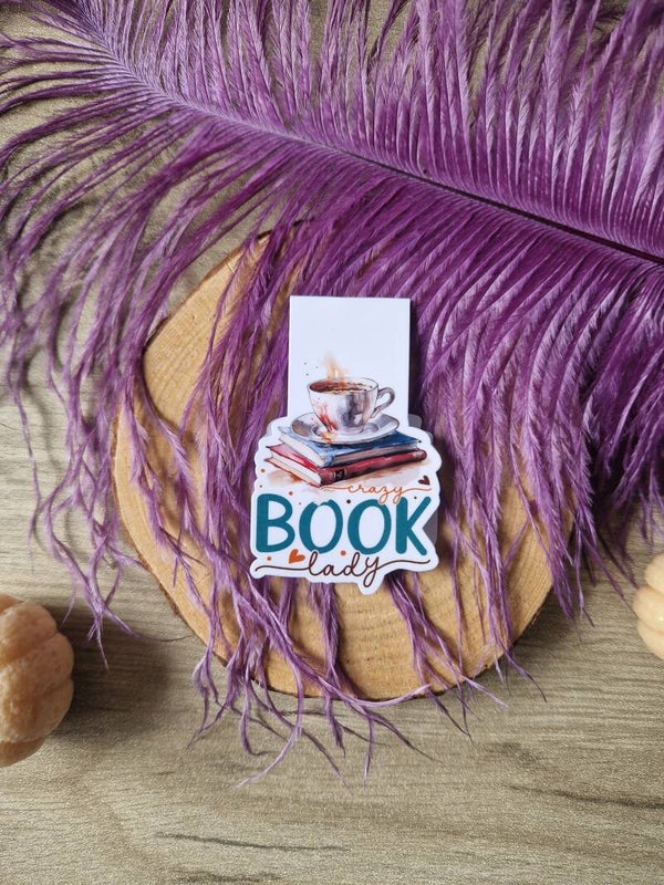 Marque-page magnétique « Crazy book lady »