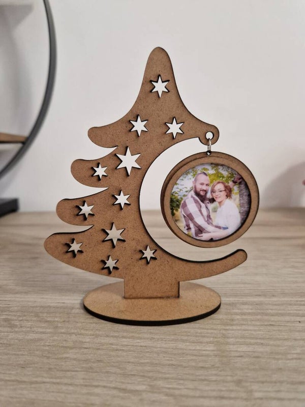 Sapin photo personnalisé en bois étoile,
