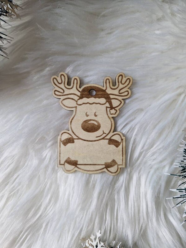 Décoration de sapin en bois renne