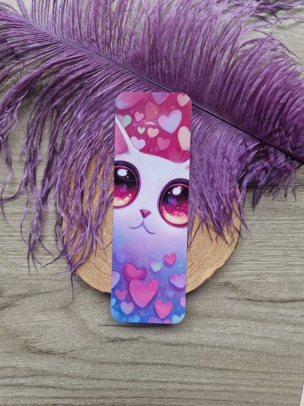 Marque-page chat coeur,
