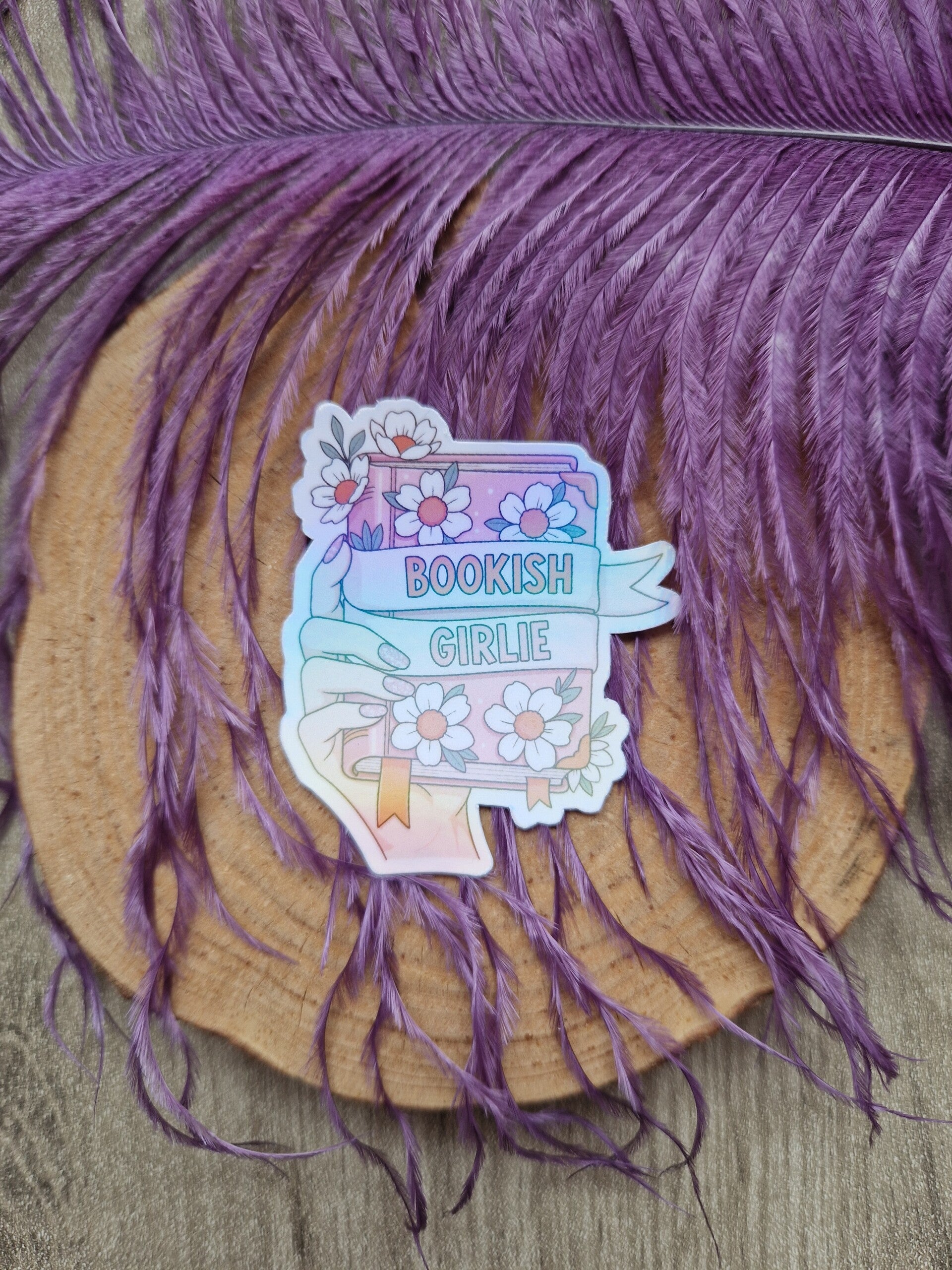 Sticker holographique Bookish girlie,