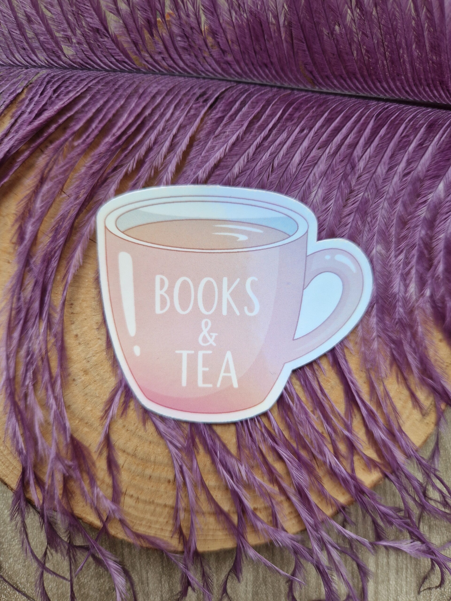 Sticker holographique Books & tea,