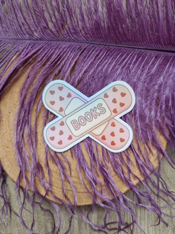 Sticker holographique pansements books,