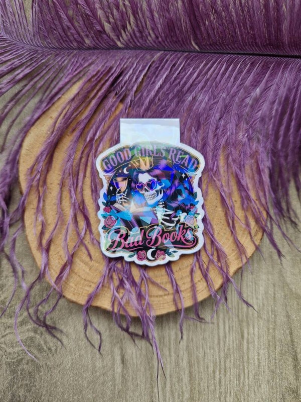 Marque-page magnétique holographique Good girls read bad books,
