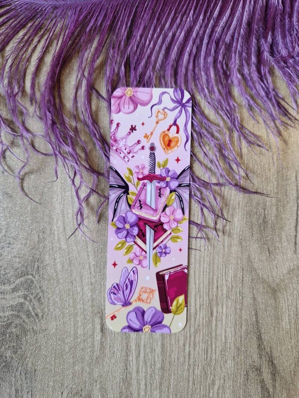 Marque-page romantique dragon ailes violettes,