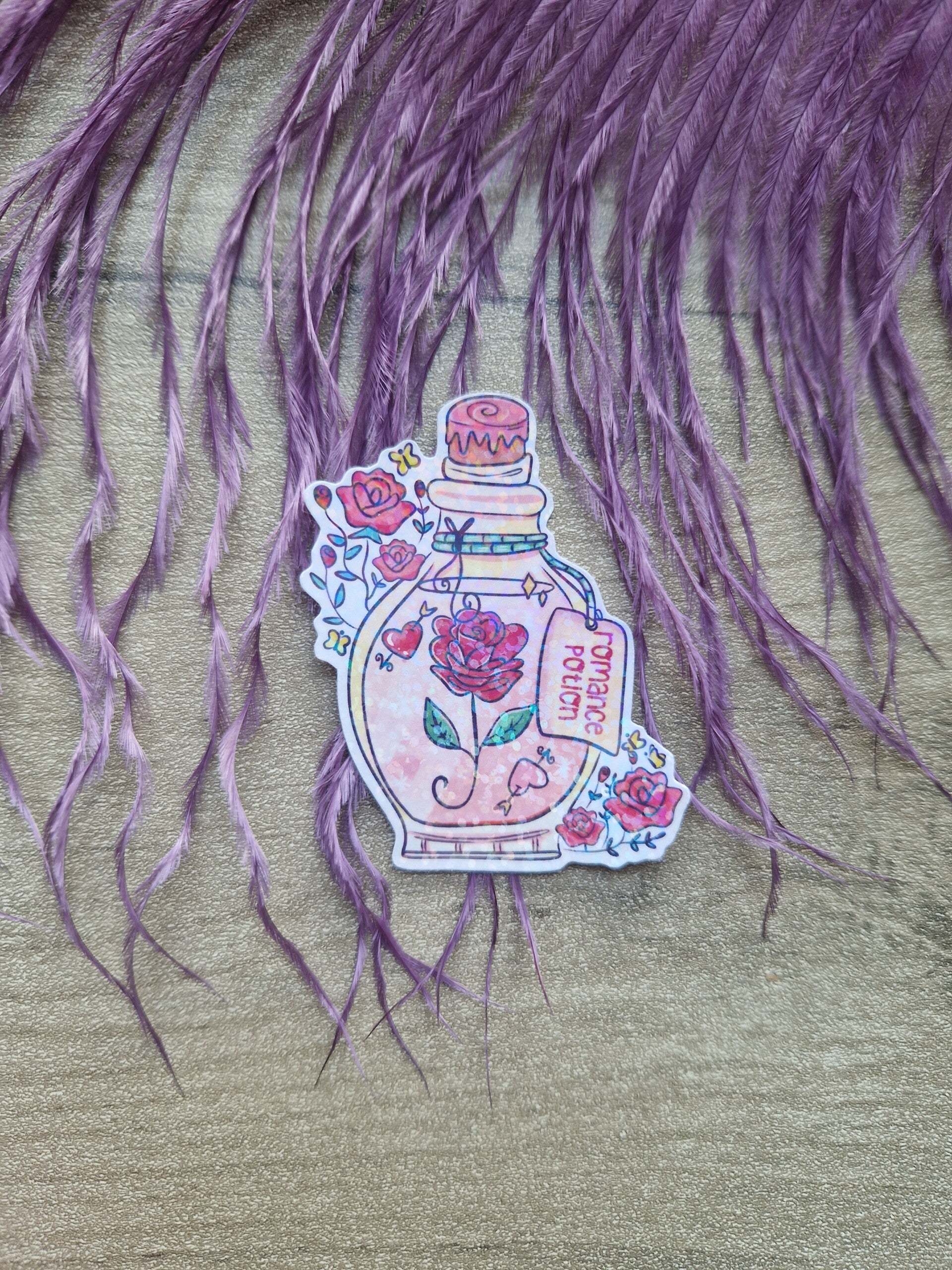 Sticker holographique romance potion,