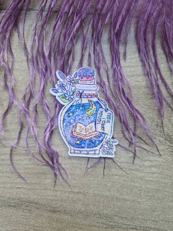 Sticker holographique night reader potion,