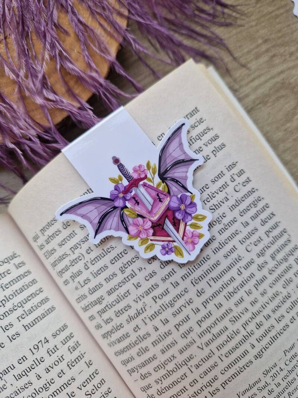 Marque-page magnétique romance dragon violet,