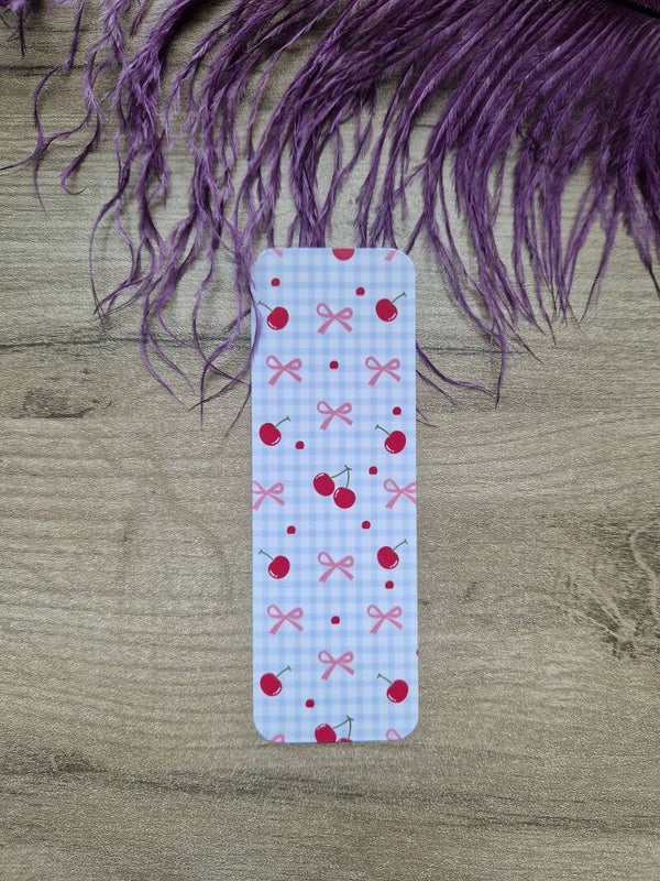 Marque-page cerise bleue,