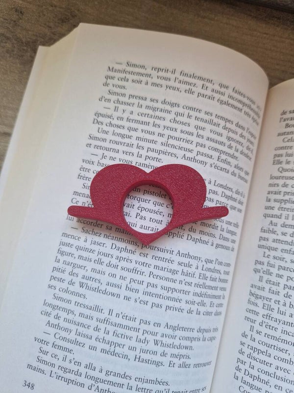 Bague de lecture coeur rouge foncé impression 3d,