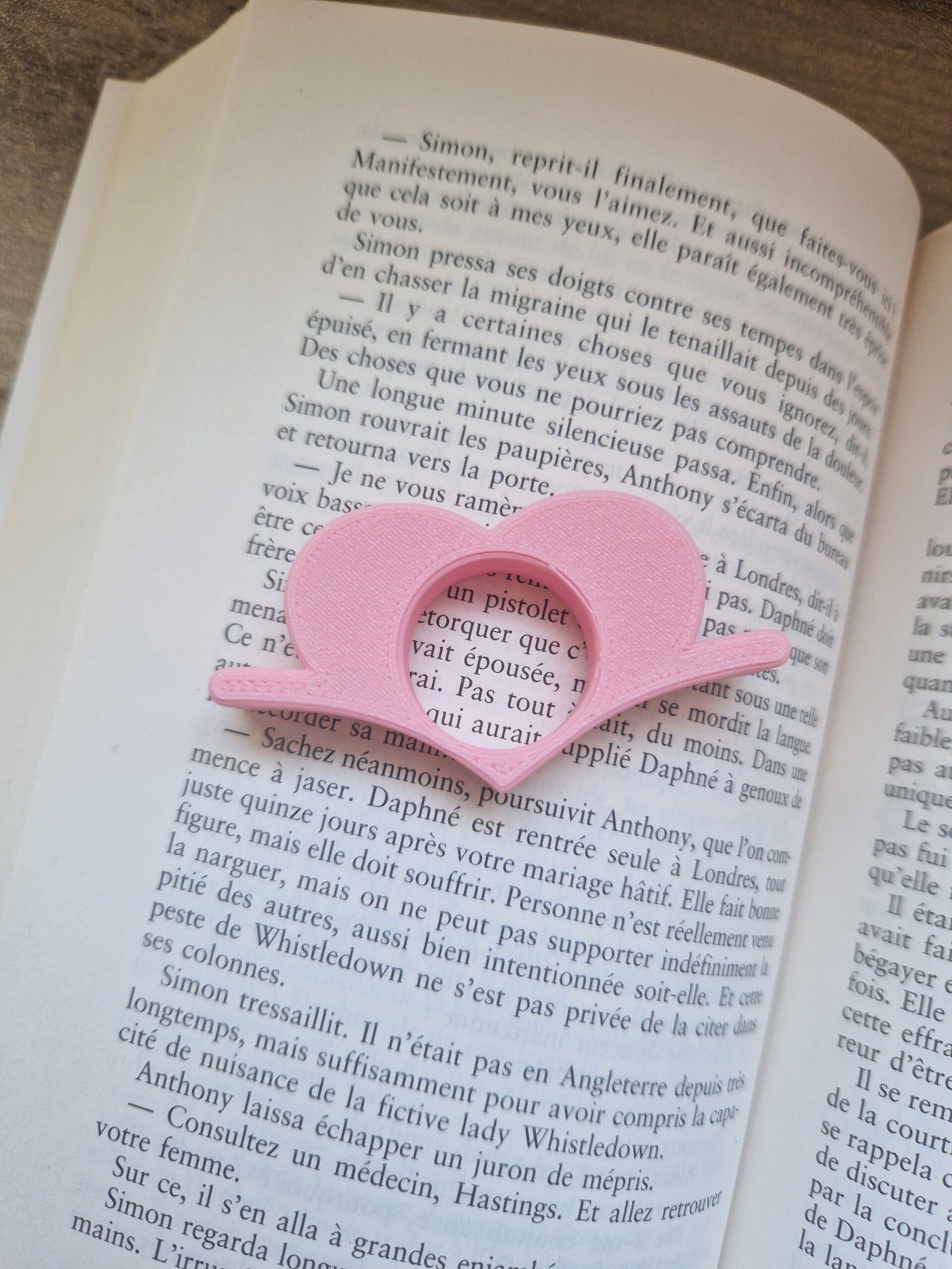 Bague de lecture coeur rose impression 3d,