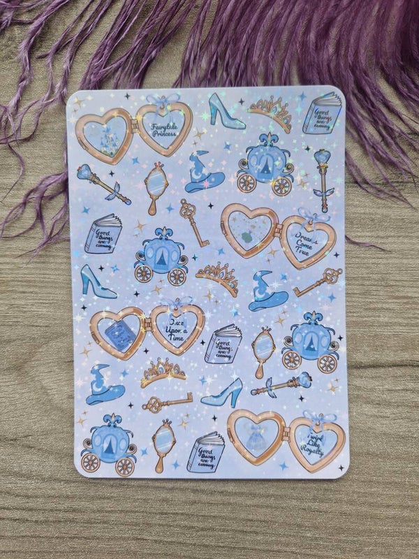 Insert pour Kindle holographique fantasy princess bleu,