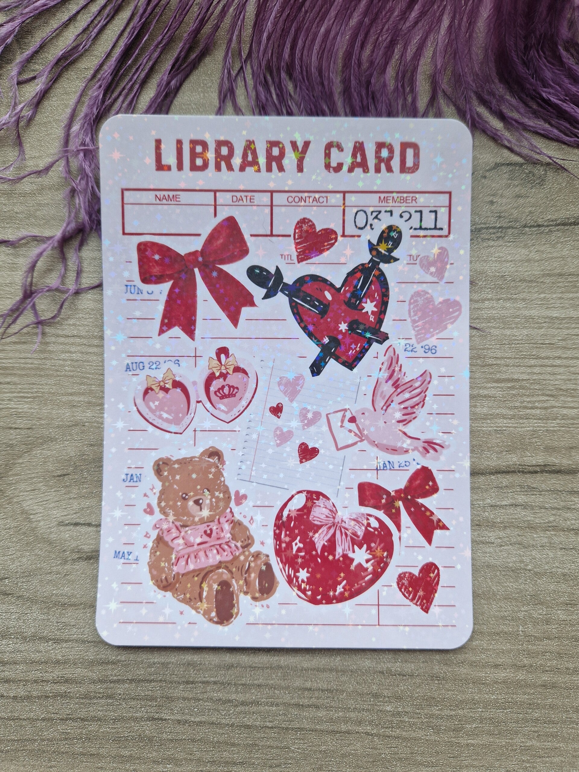 Insert pour Kindle holographique library card romance,
