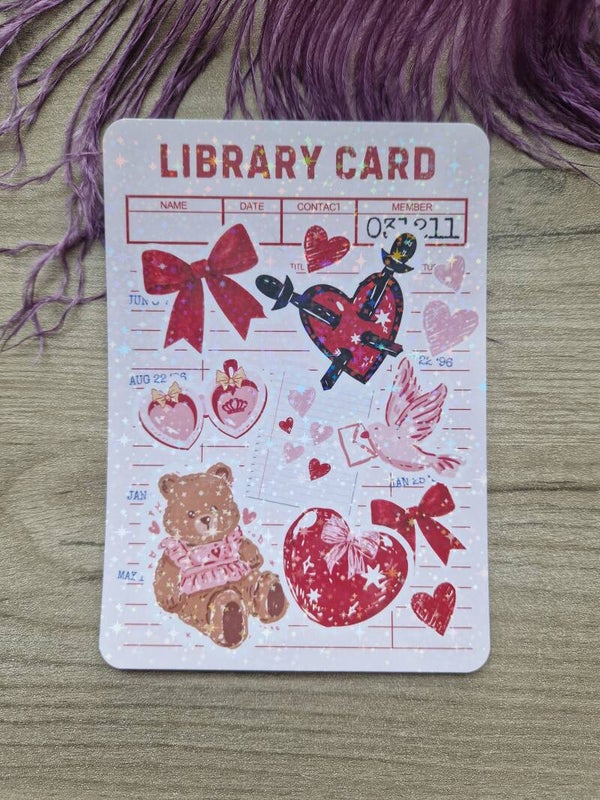 Insert pour Kindle holographique library card romance,
