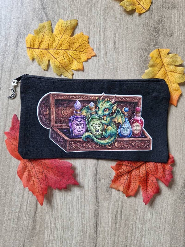 Pochette noir dragon et potion,