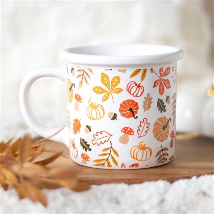 Tasse « Feuilles d'automne et citrouilles »