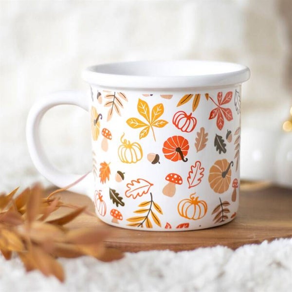 Tasse « Feuilles d'automne et citrouilles »