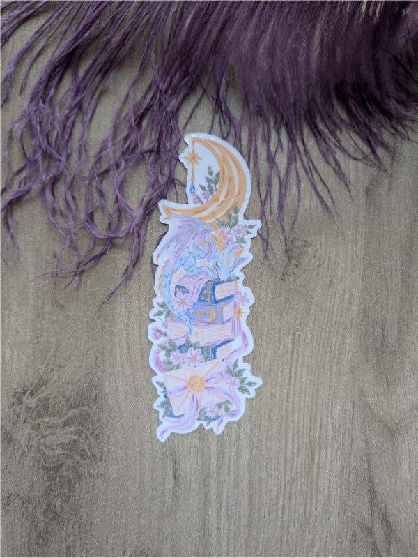 Marque-page plastifié dragon romantique,