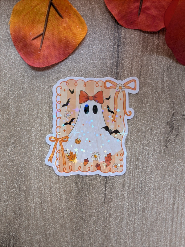 Sticker holographique fantôme d'automne,