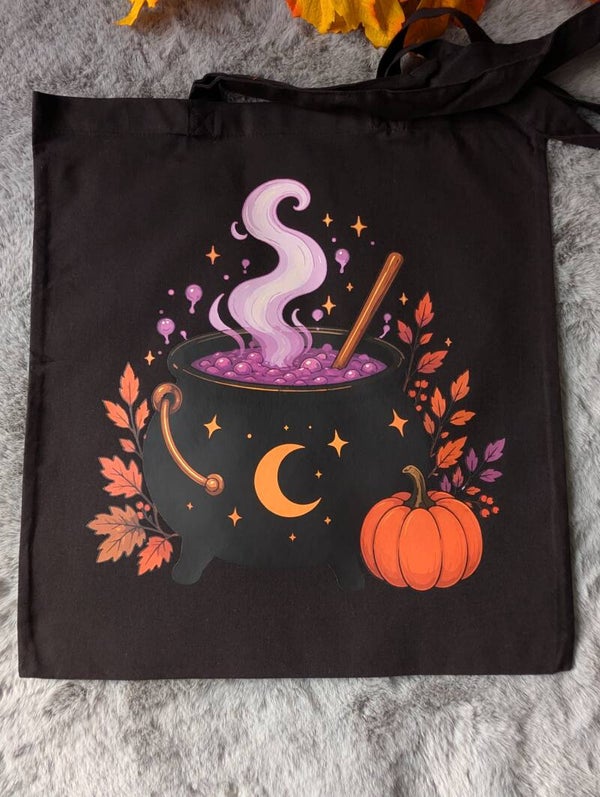Tote bag noir chaudron,