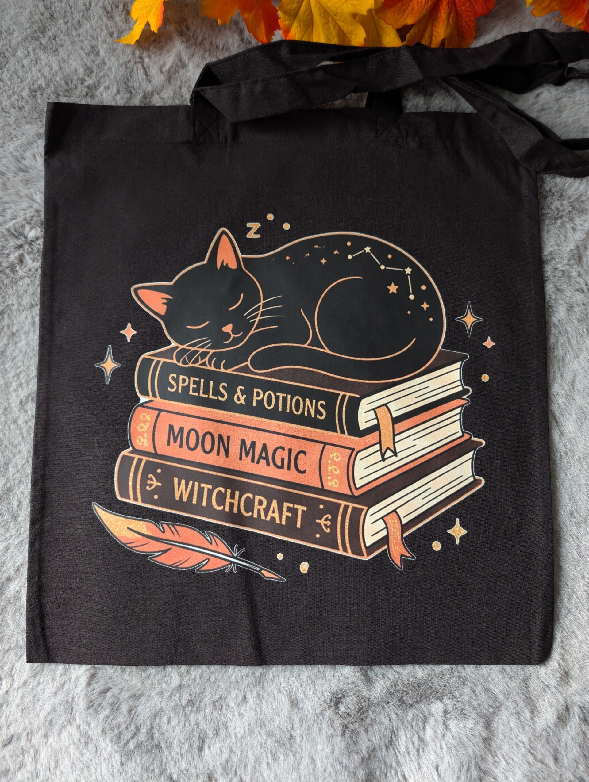 Tote bag noir chat qui dort sur PAL