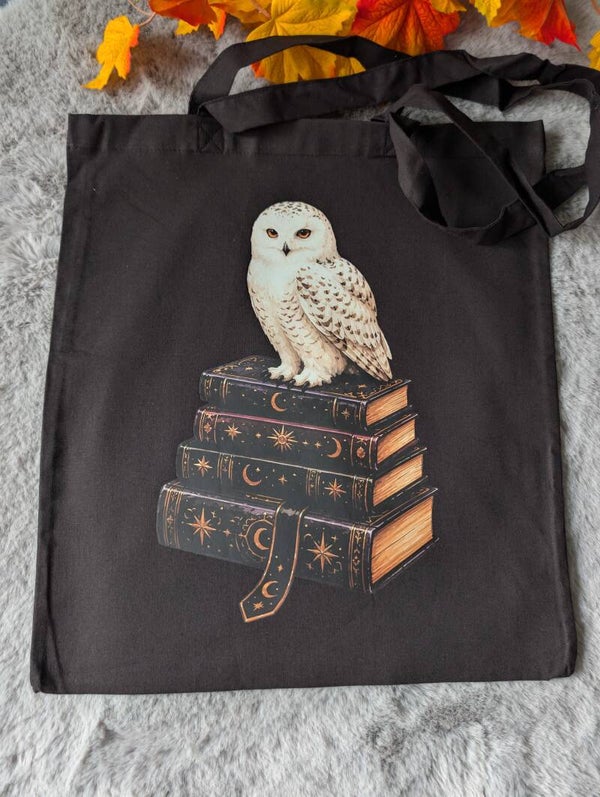 Tote bag noir chouette sur PAL
