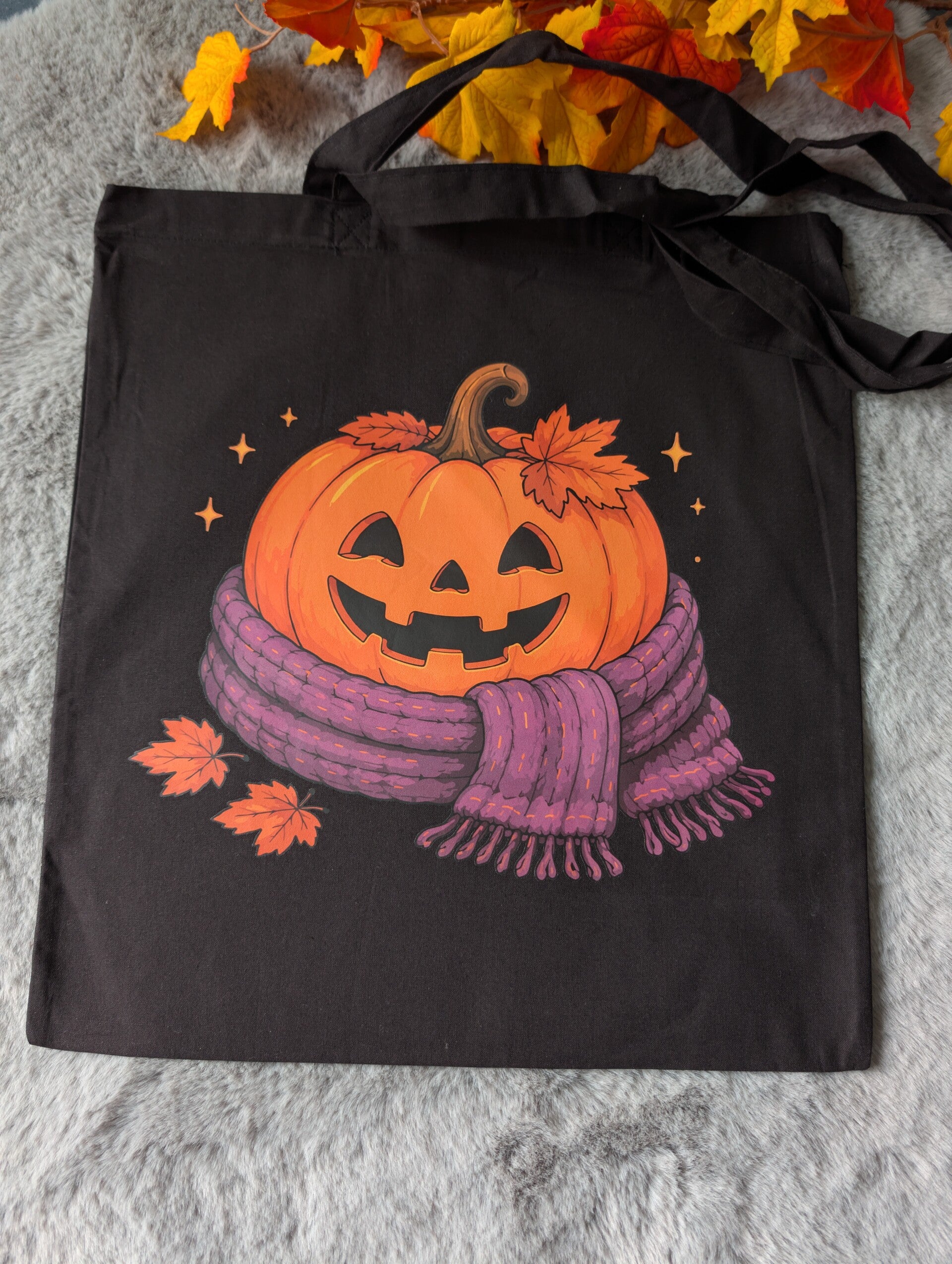 Tote bag noir citrouille,