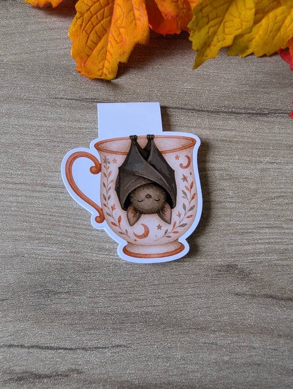 Marque-page magnétique tasse chauve-souris,