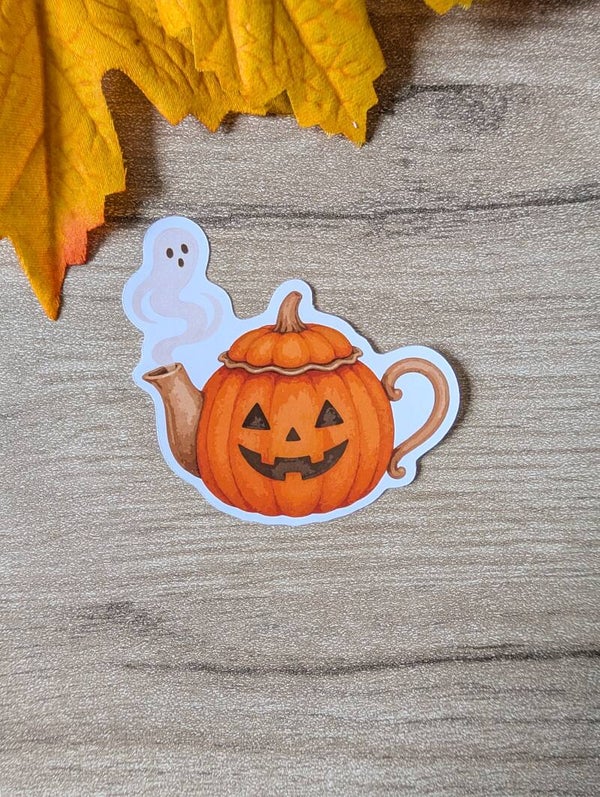 Sticker théière citrouille,