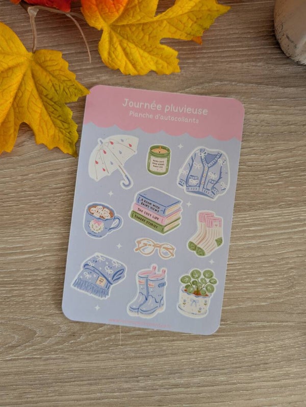 Planche de stickers Journée pluvieuse,