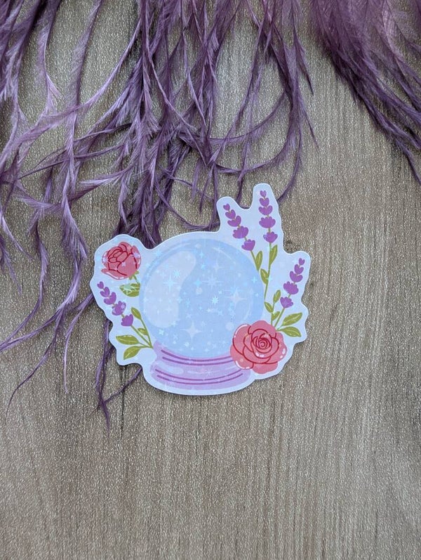 Sticker holographique boule de cristal fantasy,