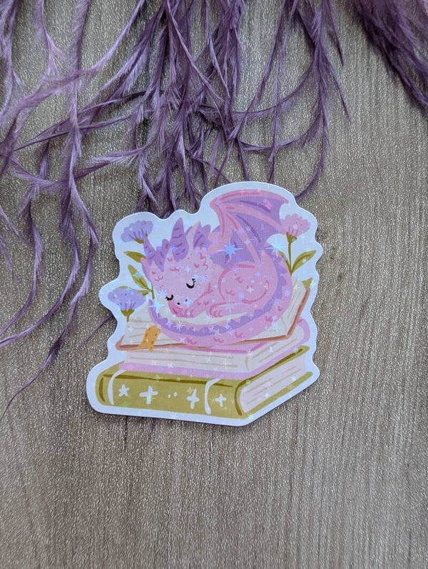 Sticker holographique dragon fantasy,