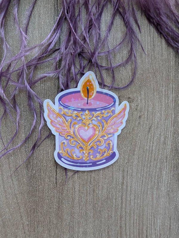 Sticker holographique bougie fantasy,