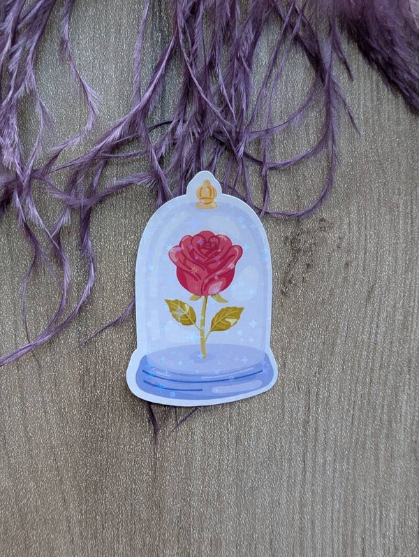 Sticker holographique rose fantasy,