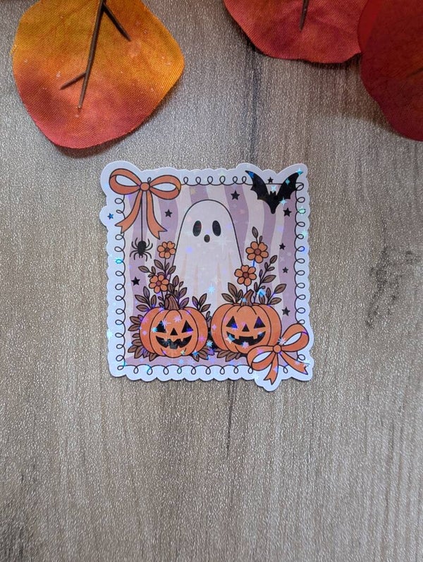 Sticker holographique fantôme d'automne,