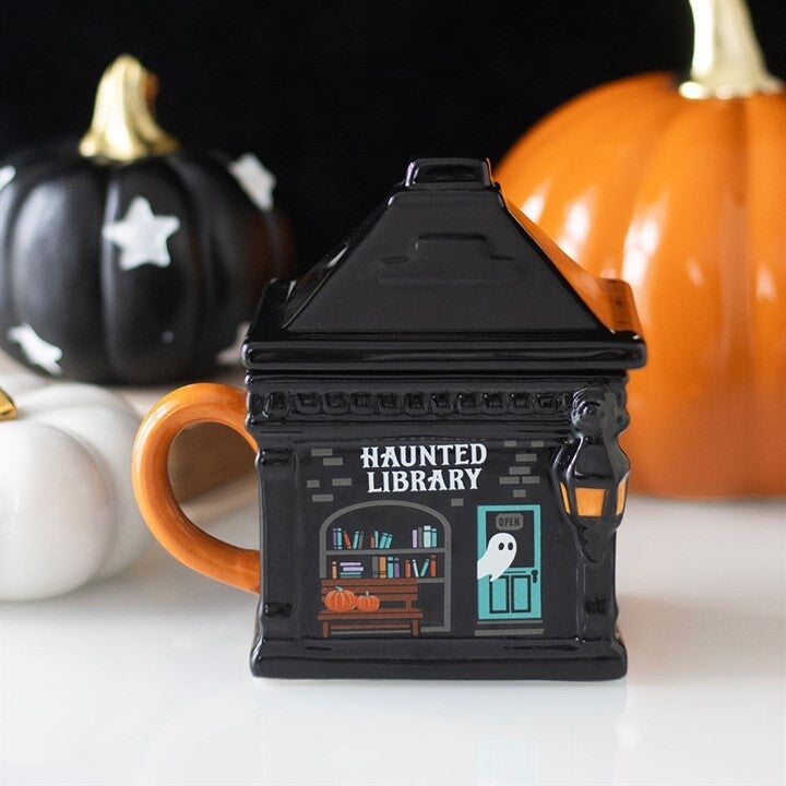 Tasse avec couvercle « Bibliothèque hantée »