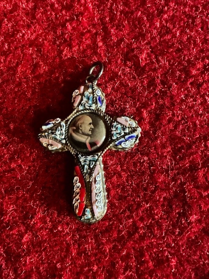 Antiek micro-mozaïek kruis van de Paus – Rome, 19e eeuw