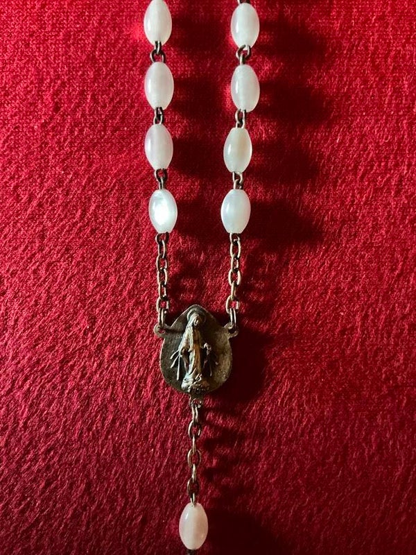 Oude Rozenkrans Maria met Parelmoer Kraaltjes