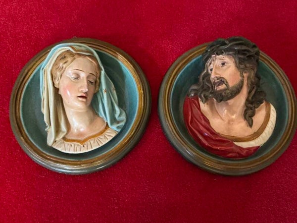 Antieke grote religieuze iconen️ / muurbeelden Jezus/Maria