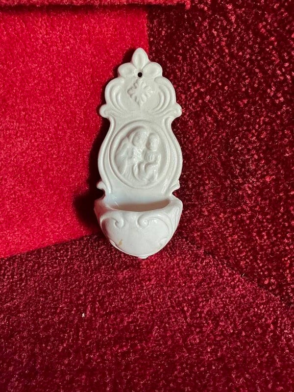 Oud Wijwatervaatje – Maria met Kindje Jezus (Keramiek, Jaren ’40/’50)