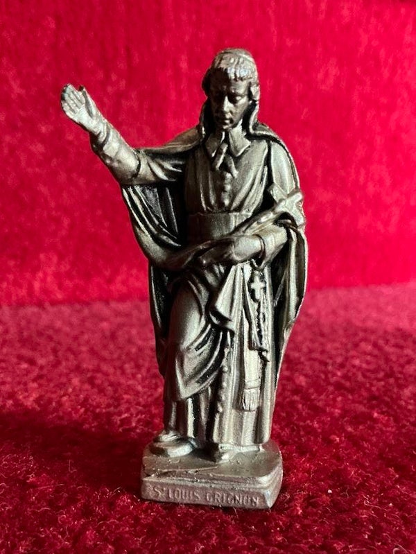 Zeldzaam miniatuur beeldje St Louis Grignion