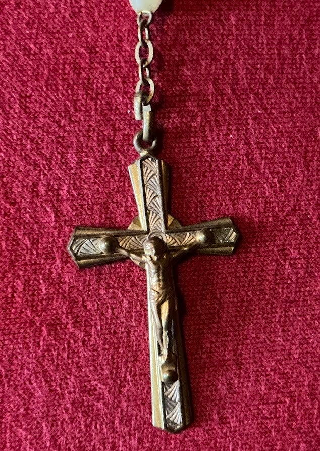 Antieke Franse Rozenkrans Maria/Jezus Medaille